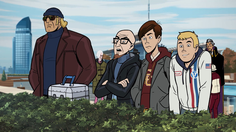 Hank, Dean, and Doc Venture with Brock outside