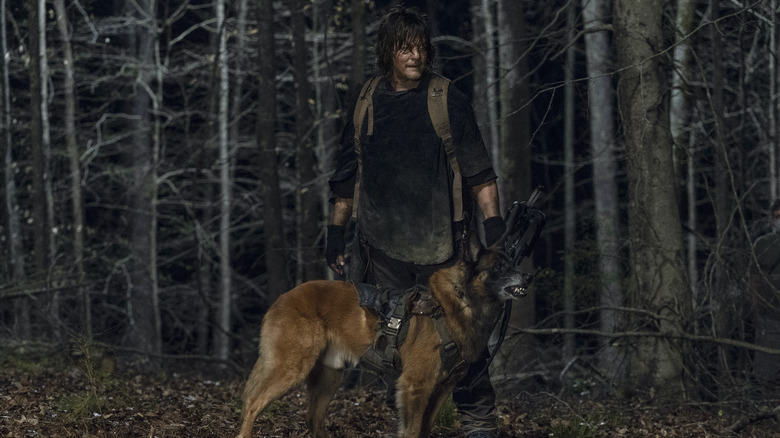 Daryl and Dog in woods