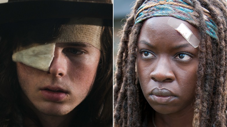 Carl and Michonne split screen 