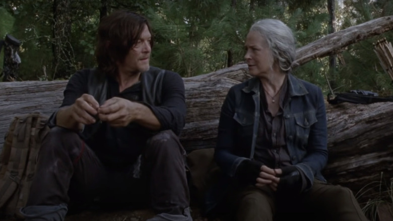 Carol and Daryl sitting and talking on The Walking Dead