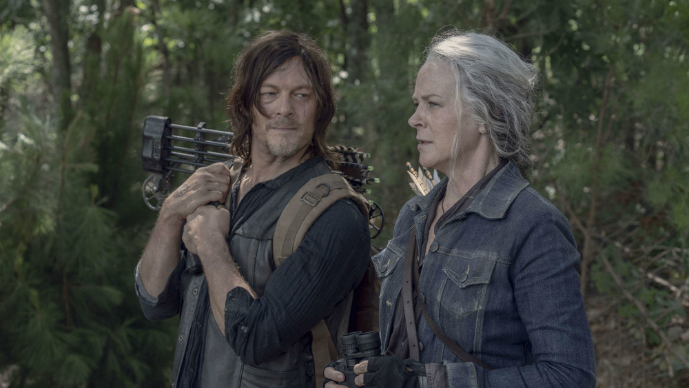 Daryl and Carol in woods