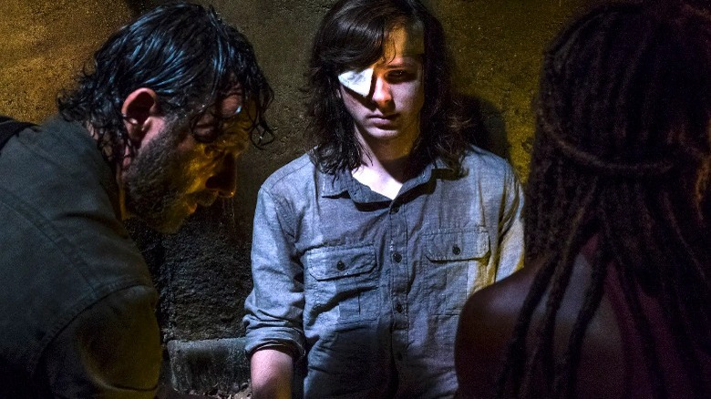 Rick, Carl, and Michonne before Carl's death