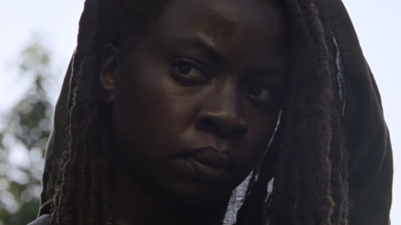 Michonne glances to the side