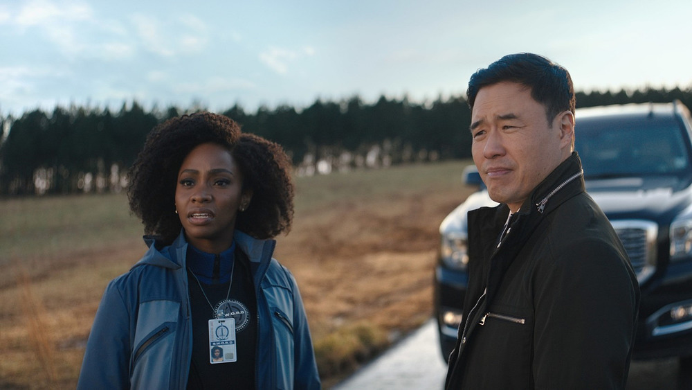 Monica Rambeau and Jimmy Woo staring at Westview, NJ sign
