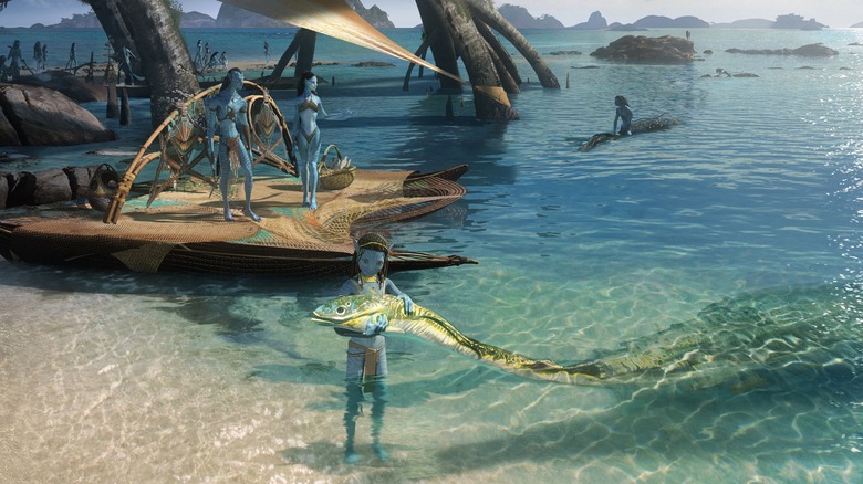 Na'vi kids relaxing by water