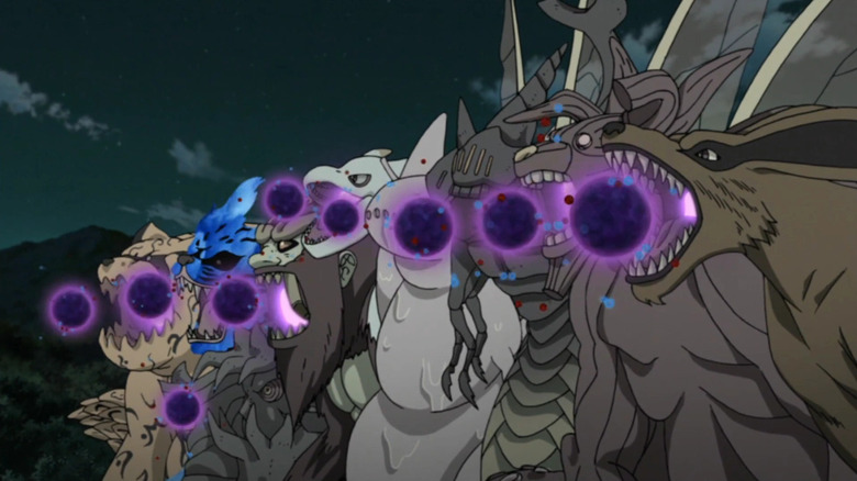 Tailed beasts performing Tailed Beast Bomb