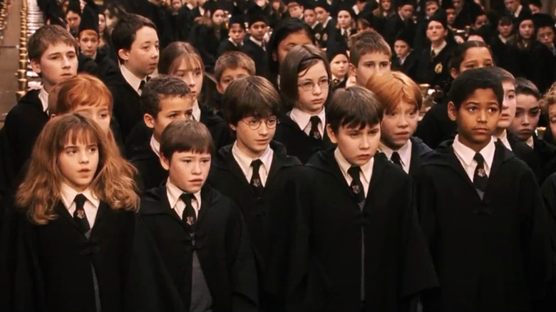 Hogwarts students assembling