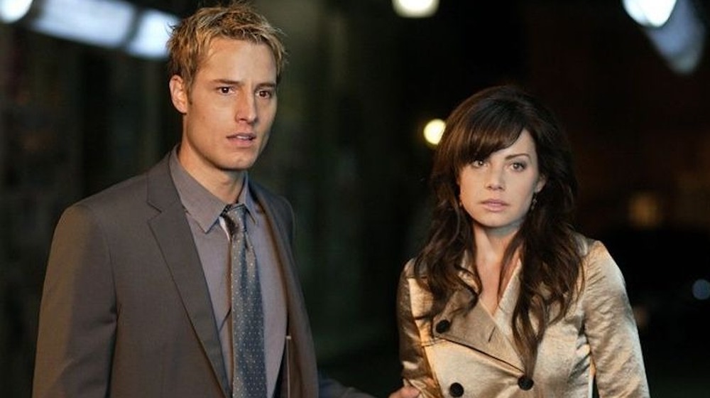 Justin Hartley as Oliver Queen and Teri Hatcher as Lois Lane in Smallville