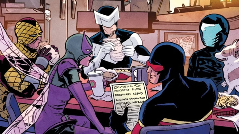 The Sinister Six enjoying some fast food