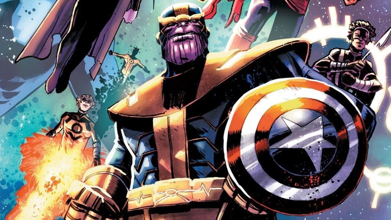 Thanos with Captain America's shield