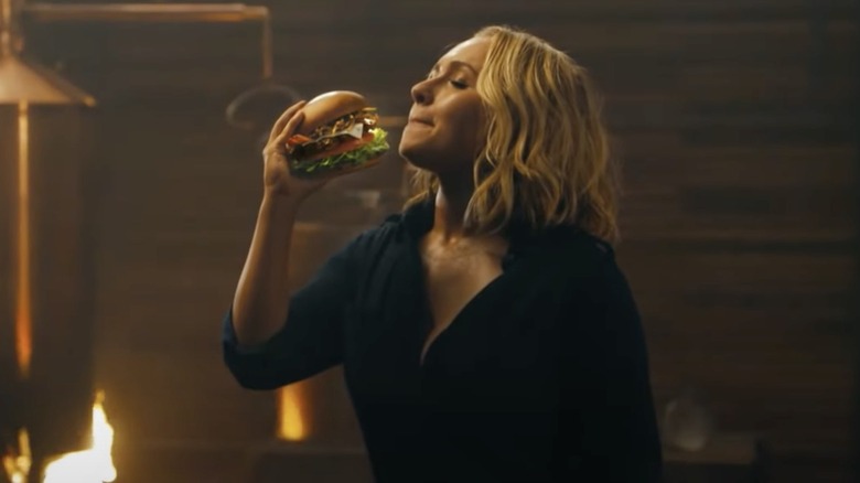 Hayden Panettiere eating in Carl's Jr ad