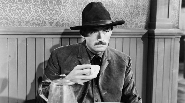 Gregory Peck has coffee in The Gunfighter