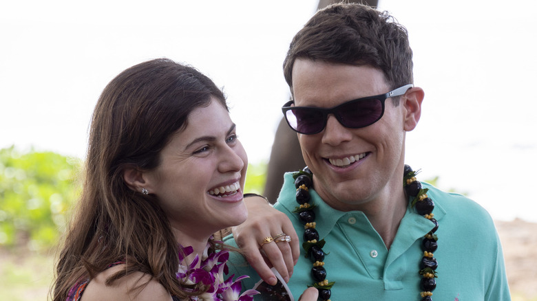 Alexandra Daddario, Jake Lacy, laughing