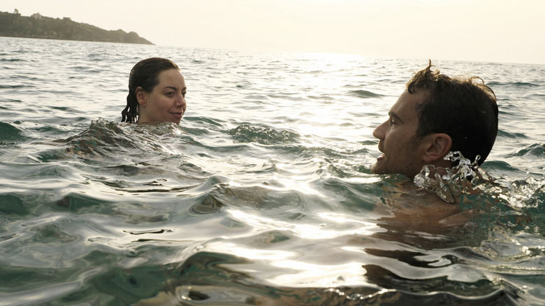 Harper and Cam swimming in the ocean