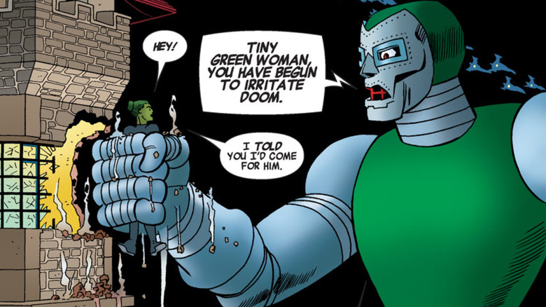 She-Hulk fighting Doctor Doom robot