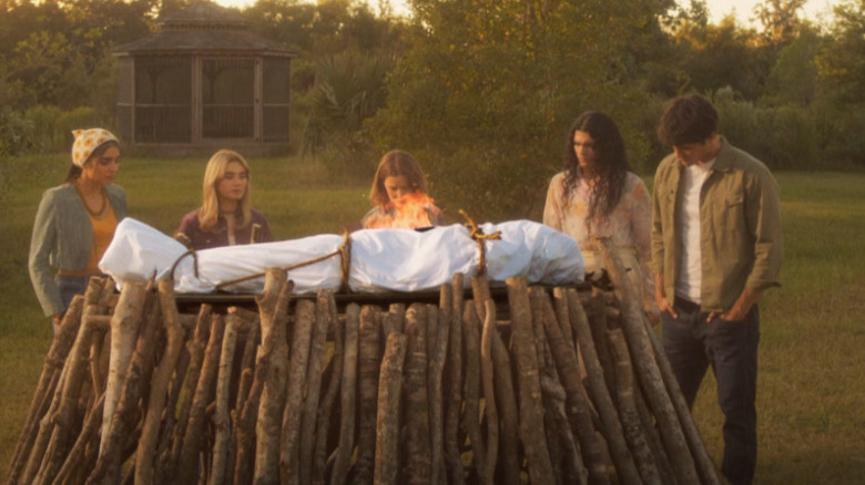 The gang holding a hunter's funeral