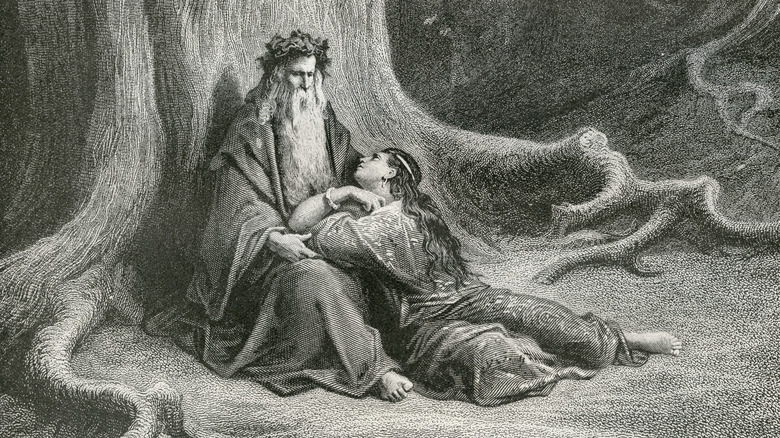 Engraving from Idylls of the King, Merlin and Vivien