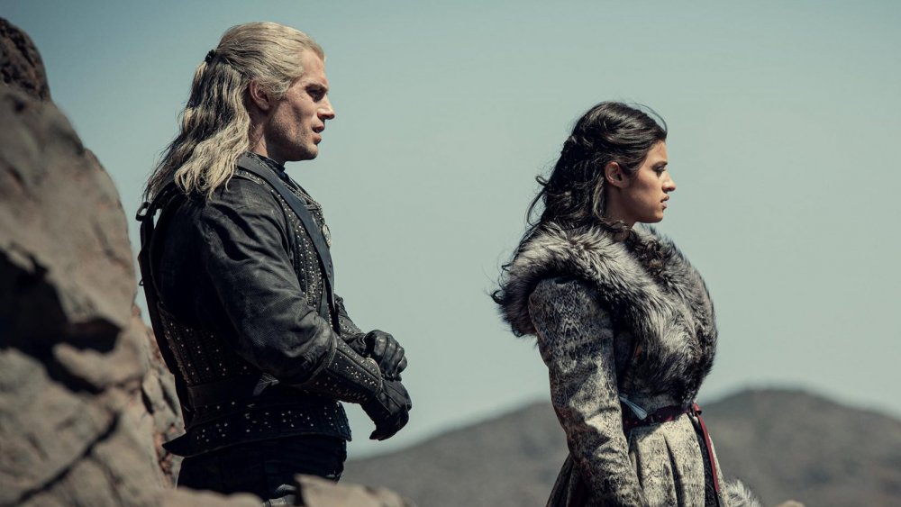 Henry Cavill as Geralt of Rivia and Anya Chalotra as Yennefer on Netflix's The Witcher