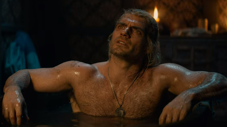 Geralt takes a bath