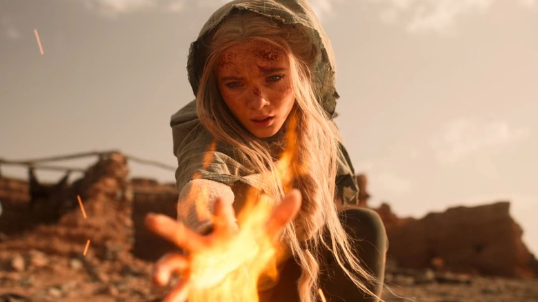 Ciri with fire coming out of her hands