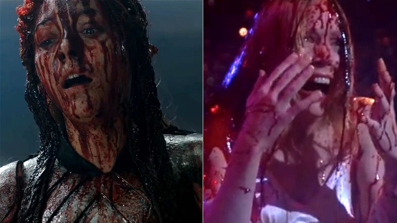 Blood-covered Francesca and Carrie side-by-side