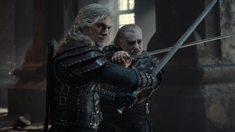 Witcher Vesemir Geralt Clashing Swords