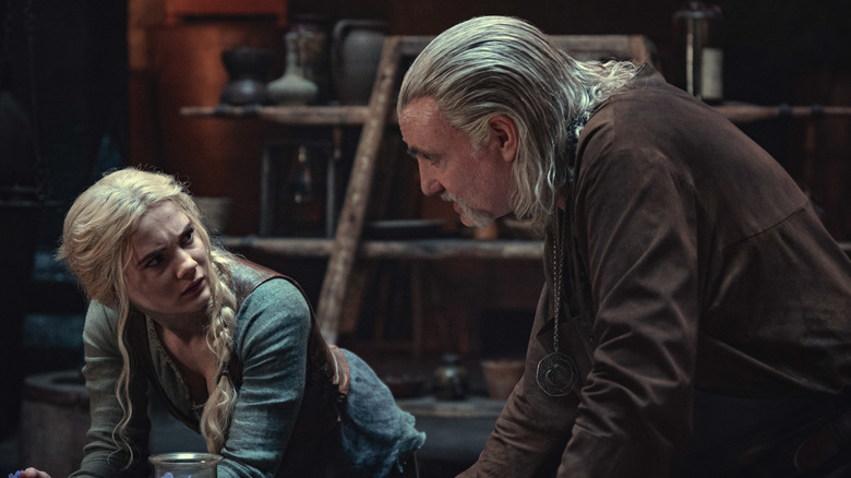 Vesemir confers with Ciri