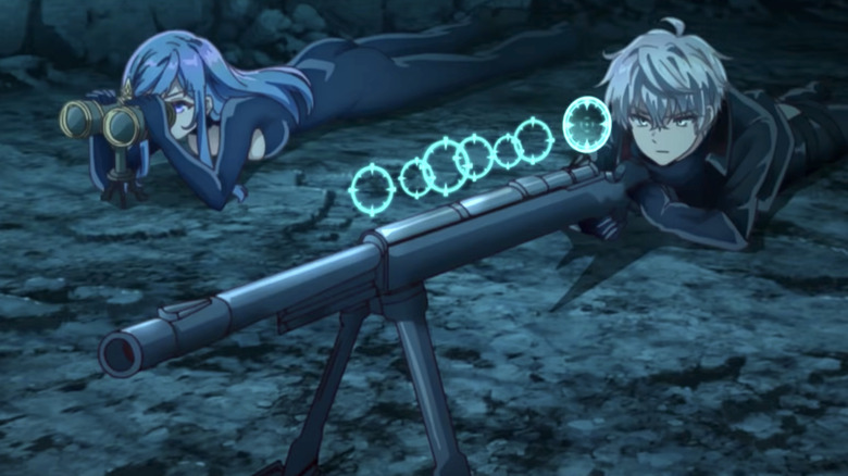 Lugh and Maha watching with binoculars and sniper rifle