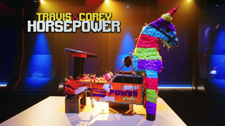 "Horsepower" Travis and Corey's entry into the "Cut in Half" challenge on "LEGO Masters."