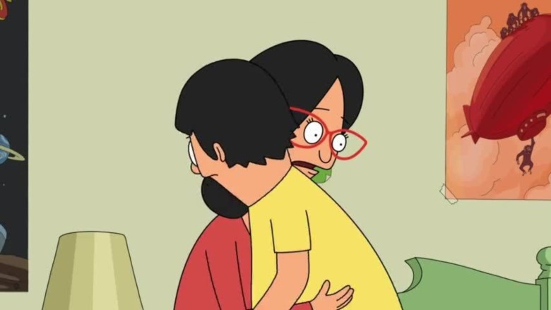 Linda Belcher hugs Gene