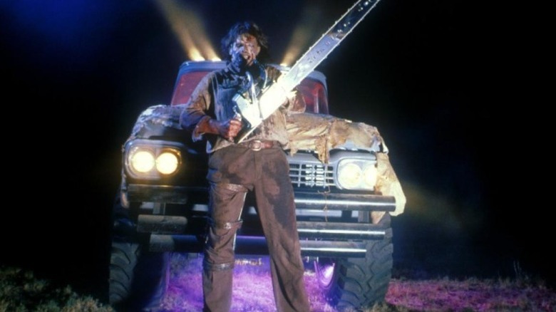 Leatherface revving his chainsaw