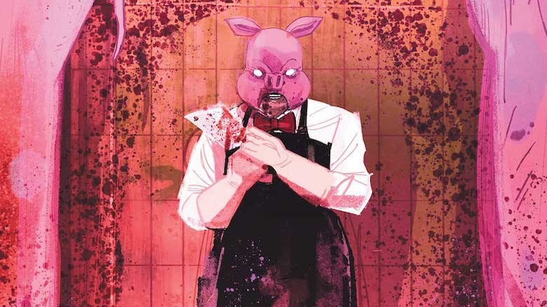 Professor Pyg holding a butcher knife