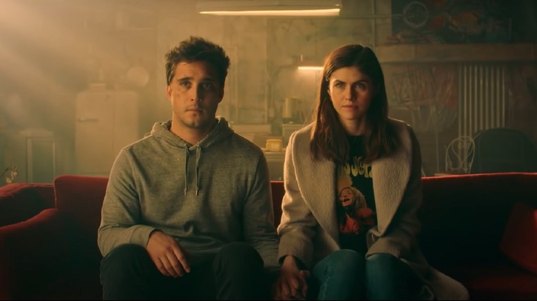 Diego Boneta and Alexandra Daddario sitting