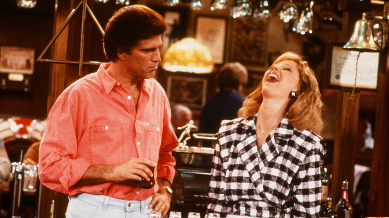 Sam and Diane laughing on Cheers