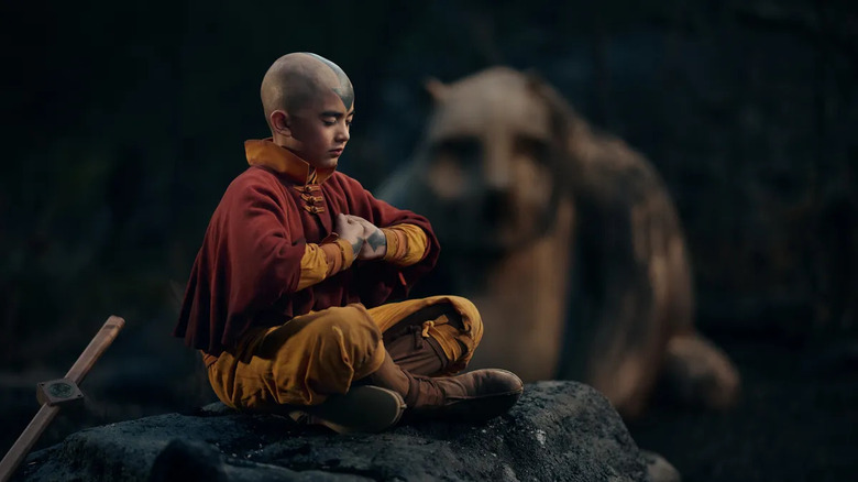 Aang meditating