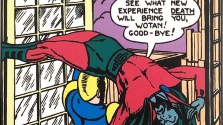 Doctor Fate about to throw Wotan out a window