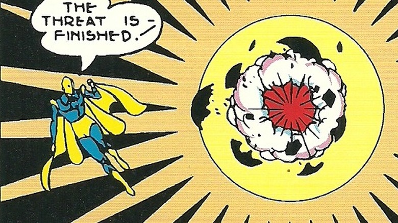 Doctor Fate watches a planet explode inside a sun