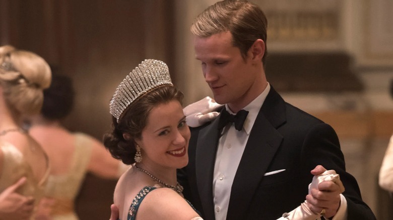 Matt Smith dancing with Claire Foy