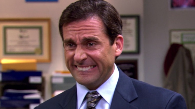 Michael Scott biting lip on The Office