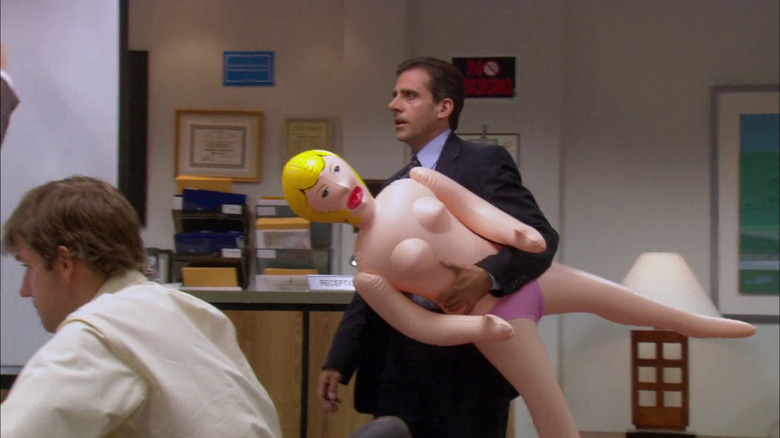 Michael Scott with blow up doll on The office