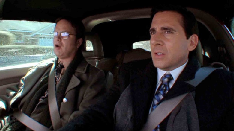 Dwight Schrute and Michael Scott in car on The Office