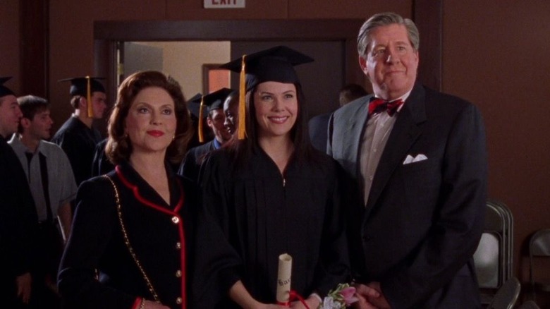 Emily, Lorelai, and Richard at graduation