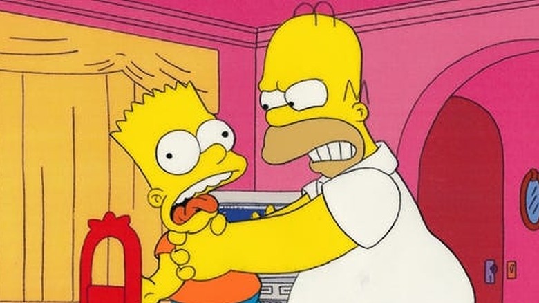 Homer strangles Bart