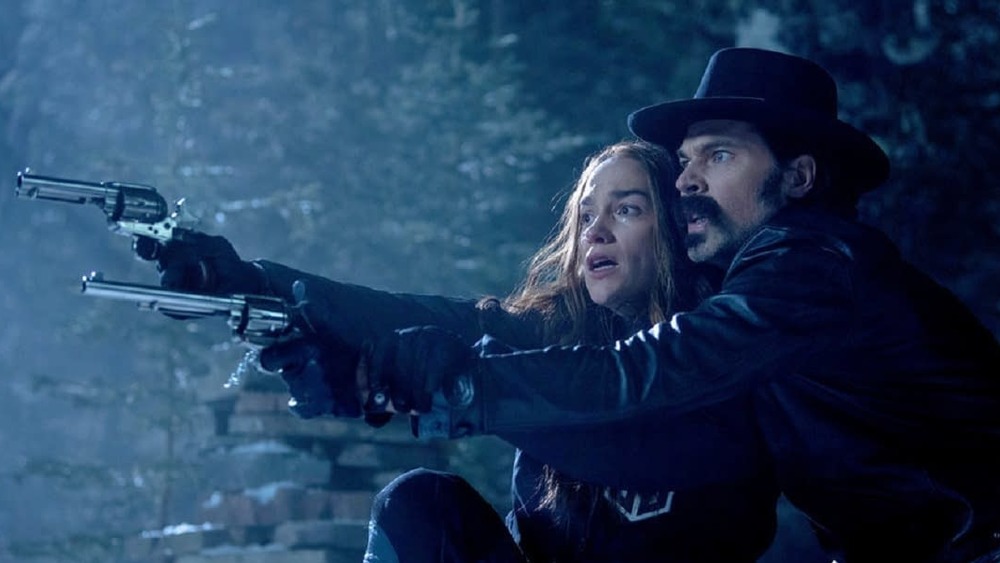 Melanie Scrofano and Tim Rozon on Wynonna Earp