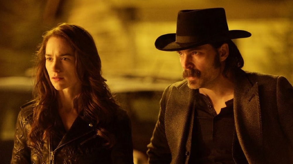 Melanie Scrofano and Tim Rozon on Wynonna Earp