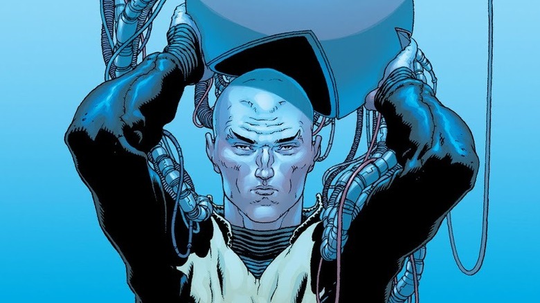 Charles Xavier putting Cerebro on