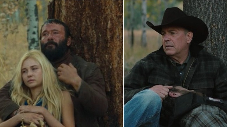 Side by Side McGraw and Costner tree scenes