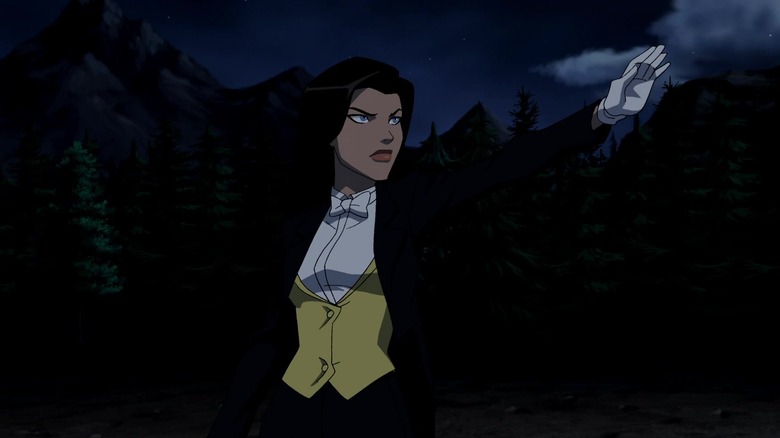 Zatanna raising hand in forest