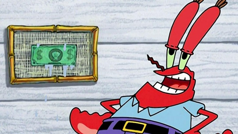 Mr. Krabs admiring his framed dollar in "SpongeBob SquarePants"