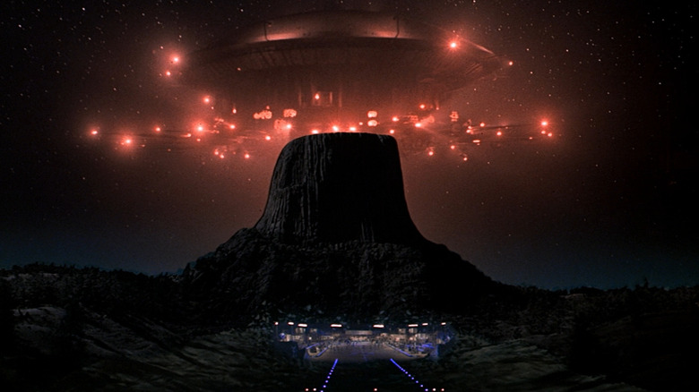 A UFO hovers over Devil's Tower in "Close Encounters of the Third Kind" (1977)